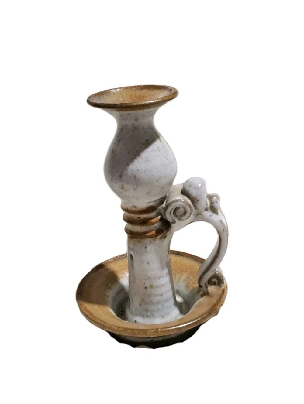 Vtg Mahon Made Stoneware MMS Signed Marked Chamberstick Candle Holder